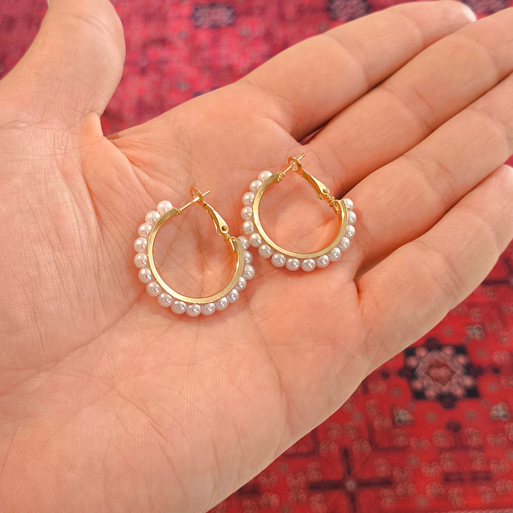 گوشواره حلقه ای مروارید کد F0752