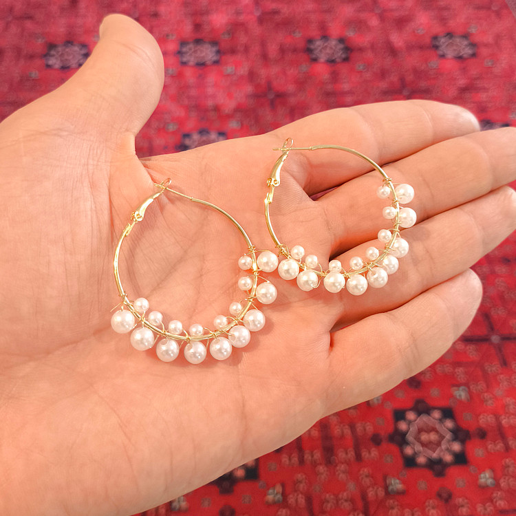 گوشواره حلقه ای مروارید فشن کد F0763