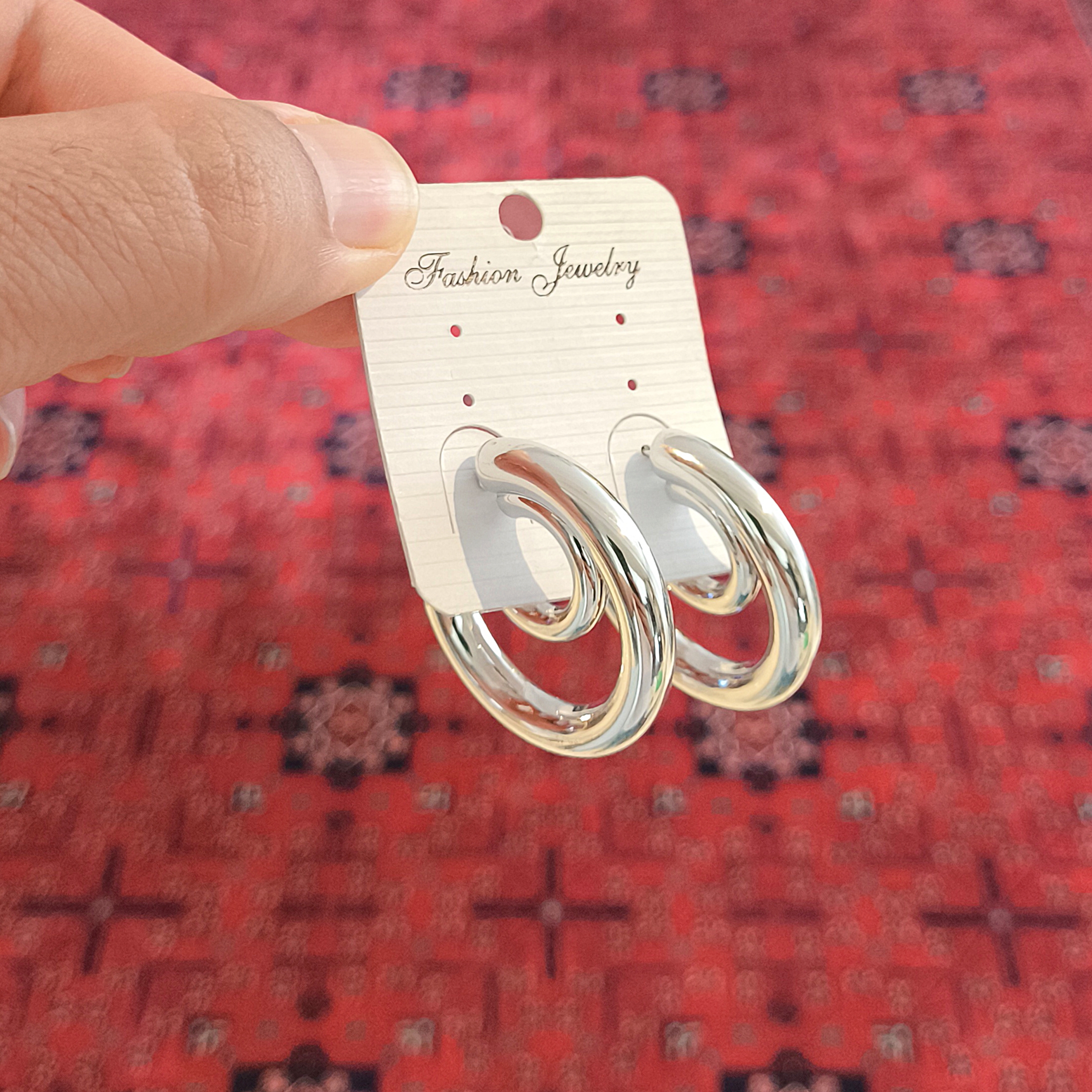 گوشواره پفکی حلقه ای کد F1499