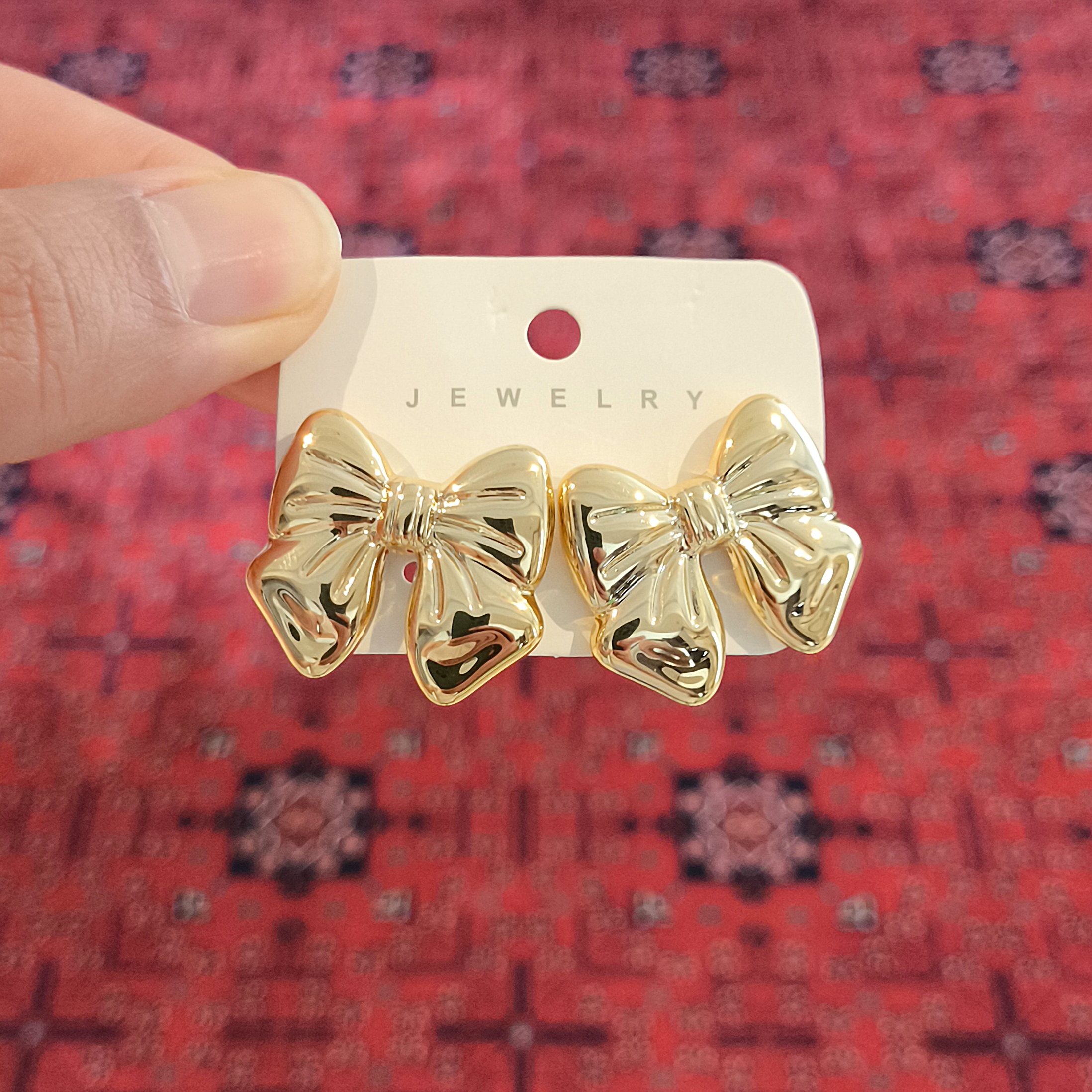 گوشواره فشن پاپیون پفکی سایز متوسط کد F1524