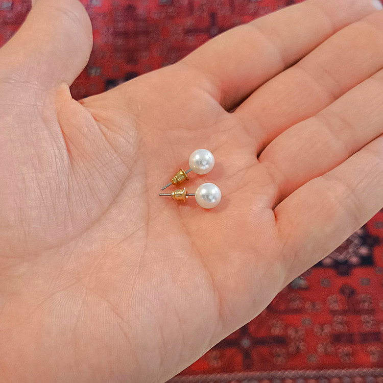 گوشواره میخی مروارید ساده کد F1680