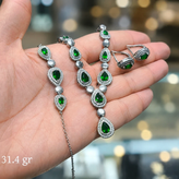سرویس نقره نگین سبز اشکی